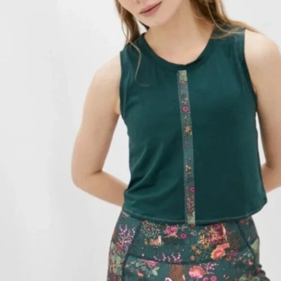 PUMA x Liberty Forever Luxe DryCell Crop Tank Green Embroidered Size XL NWT - Picture 1 of 8